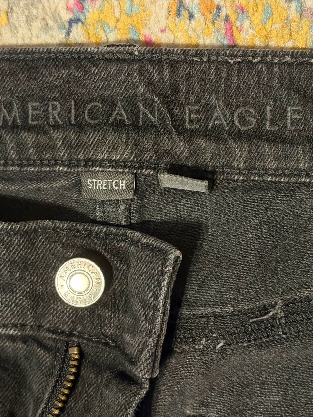 American Eagle High-Rise Straight Leg Jeans in Washed Black - Picture 3 of 6